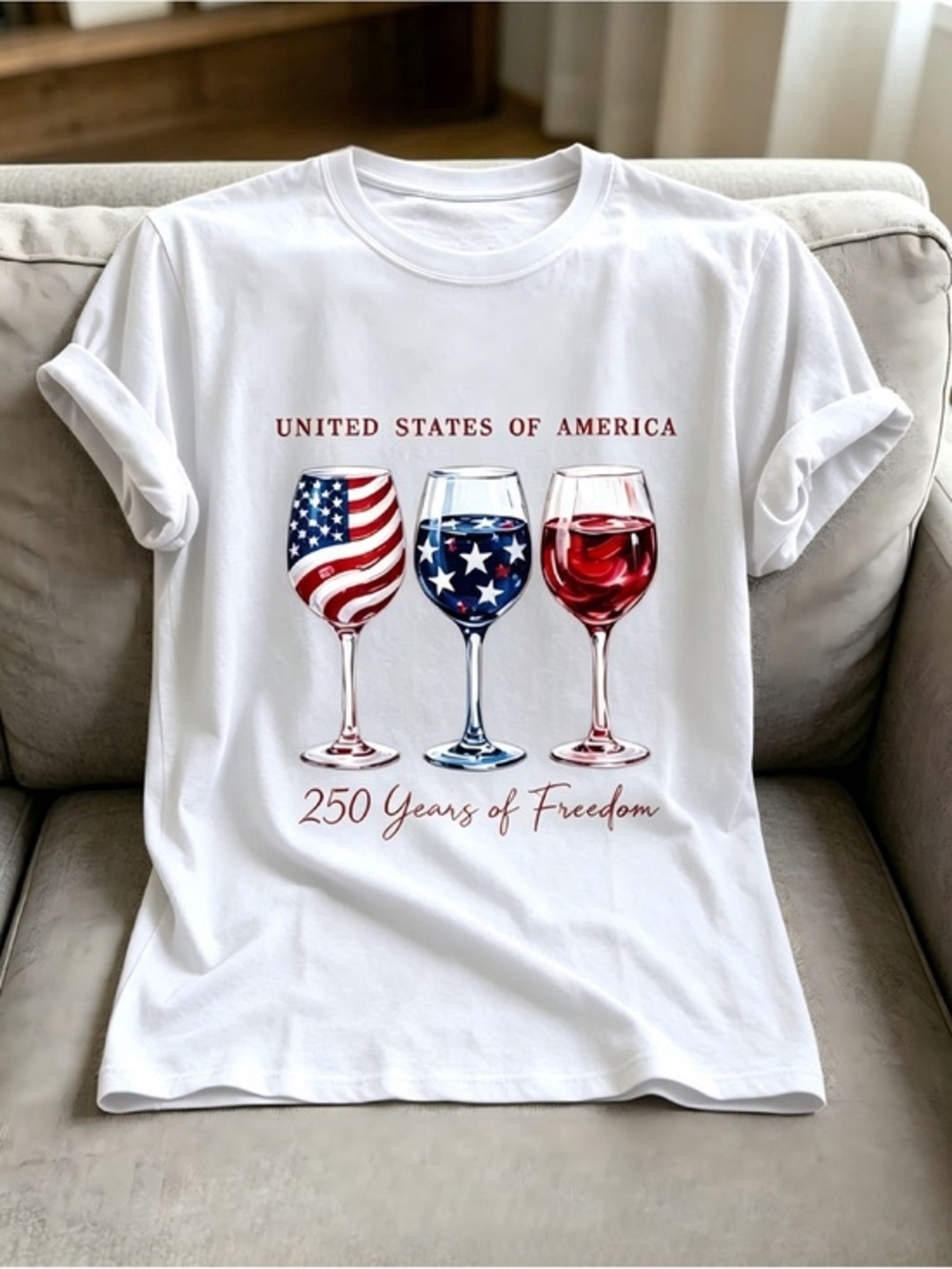 United States of America White Graphic Tee - 250 Years of Freedom